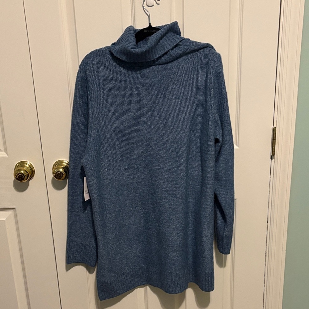 Croft & Barrow Textured Cowl Neck Sweater in Slate Blue - Picture 4 of 5